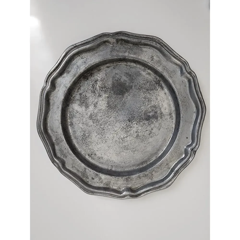 Vintage Crown Castle Ltd Pewter Plate 12 Pc Made in USA Dinner & Salad Plates